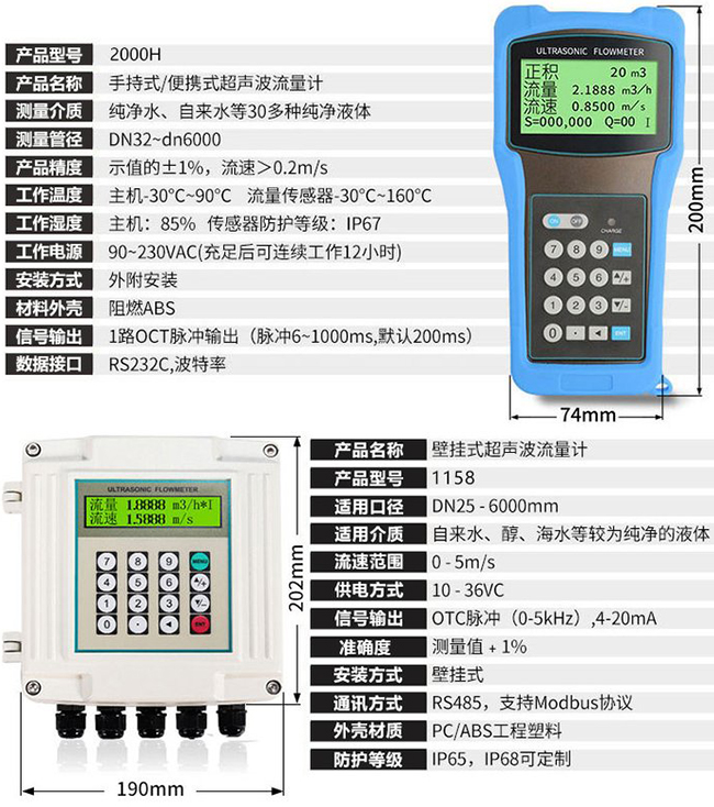 時(shí)差式超聲波流量計(jì)技術(shù)參數(shù)對(duì)照表