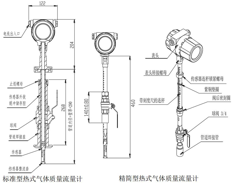 沼氣流量計(jì)插入式結(jié)構(gòu)尺寸圖