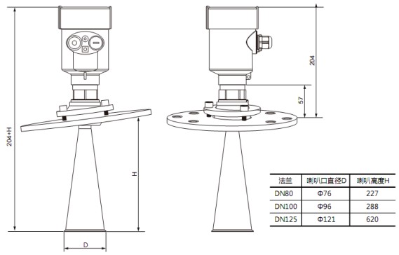 雷達(dá)波液位計(jì)RD706外形尺寸圖