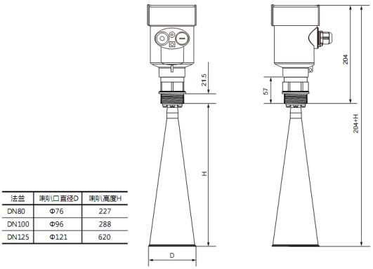 防腐雷達(dá)液位計RD708外形尺寸圖