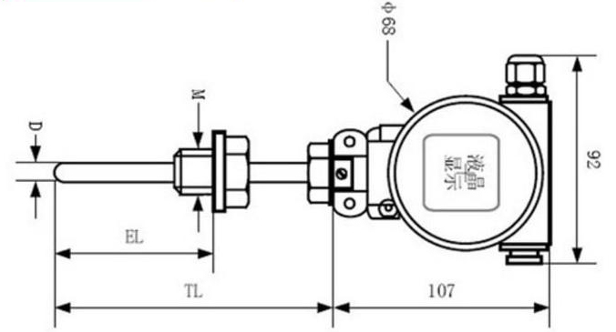 油庫溫度變送器外形尺寸圖
