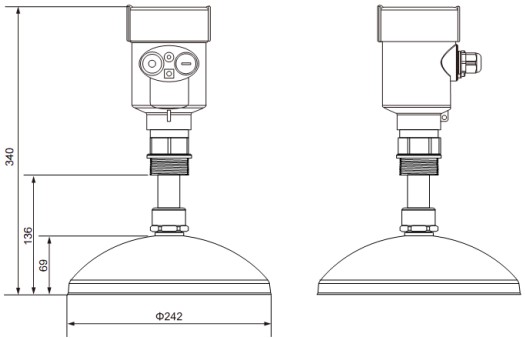 RD-707型液化烴球罐液位計(jì)尺寸圖